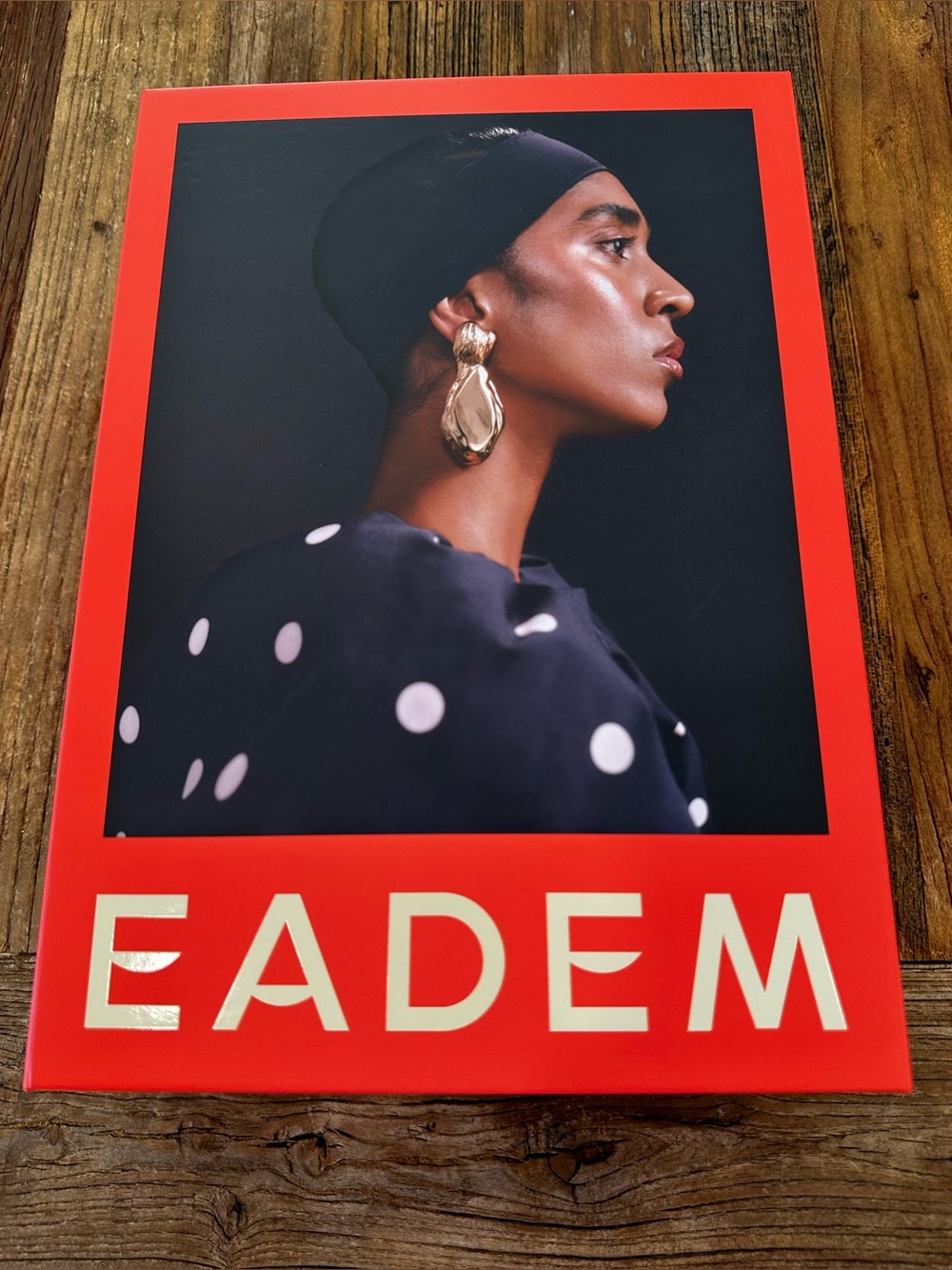 EADEM Fashion Poster — Black & Red with Gold Accents empty box